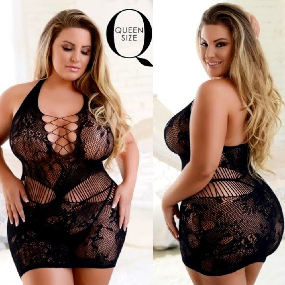 Queen Fishnet Bodysuit sheer Lingerie